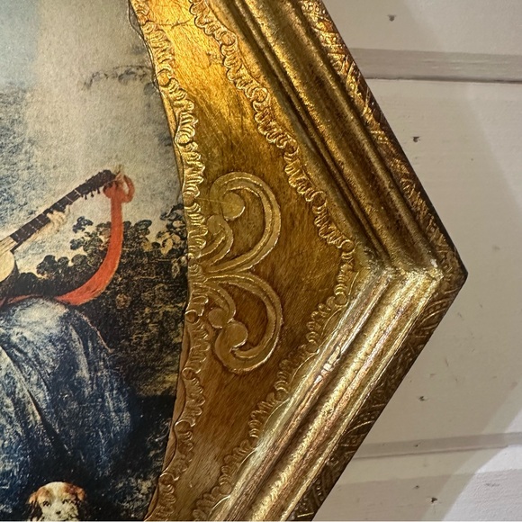 Vintage Florentine Gold Gilded Wood Diamond Wall Plaque | Music Lesson | Italy - Picture 6 of 11